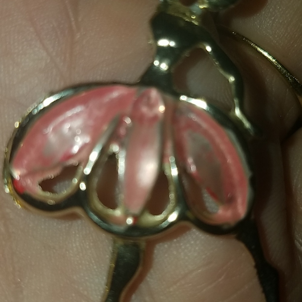 Vintage gold tone with pink skirt dancer PM 406 - Picture 3 of 4